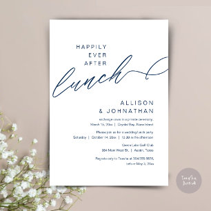 Happily Ever After Lunch, Wedding Navy Blue Invitation
