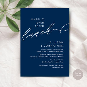Happily Ever After Lunch, Wedding Navy Blue Invitation