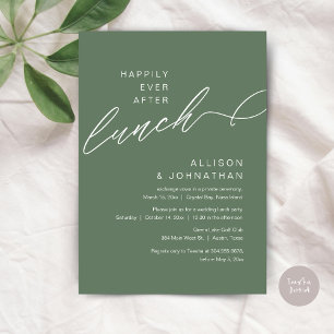 Happily Ever After Lunch, Wedding, Sage Green Invitation