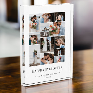 Happily Ever After Minimal Wedding Photo Collage Block