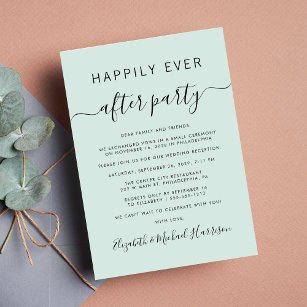 Happily Ever After Mint Wedding Reception Invitation