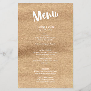 Happily Ever After Mocha Watercolor Wedding Menu