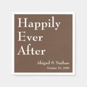 Happily Ever After Mocha Wedding Elegant Minimal Napkin