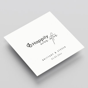 Happily ever after Modern Black and White Wedding  Napkin