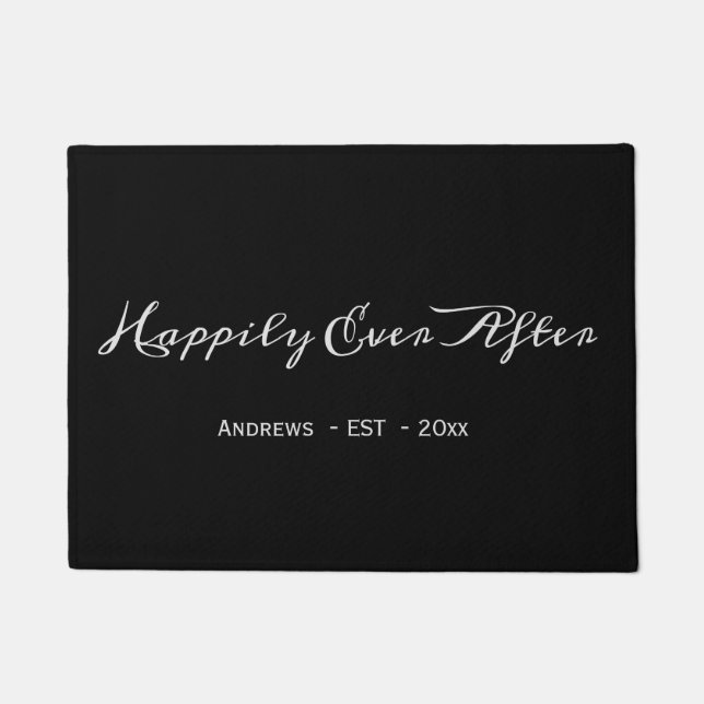 Happily Ever After Modern Calligraphy Doormat (Front)