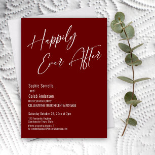 Happily Ever After Modern Elegant Burgundy Invitation