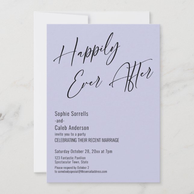 Happily Ever After Modern Elegant Lavender Invitation (Front)
