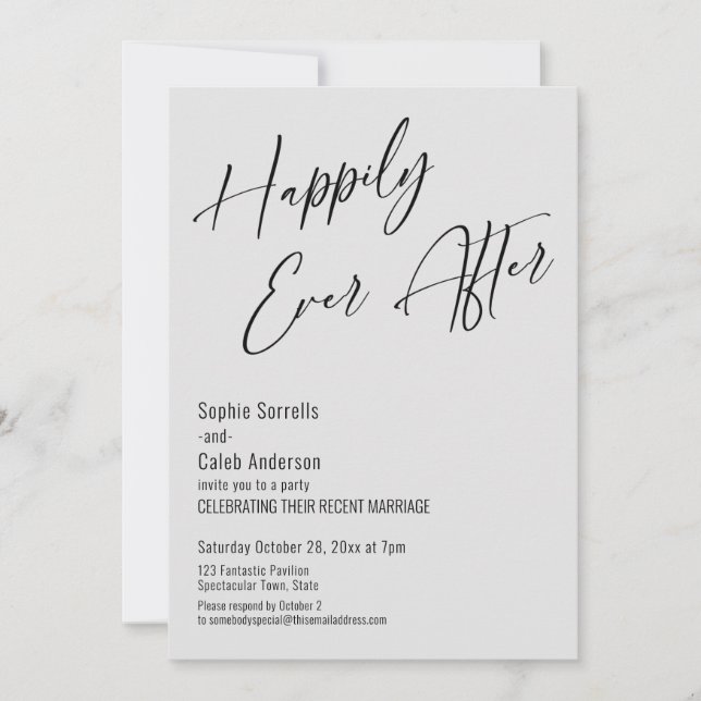 Happily Ever After Modern Elegant Light Grey Invitation (Front)