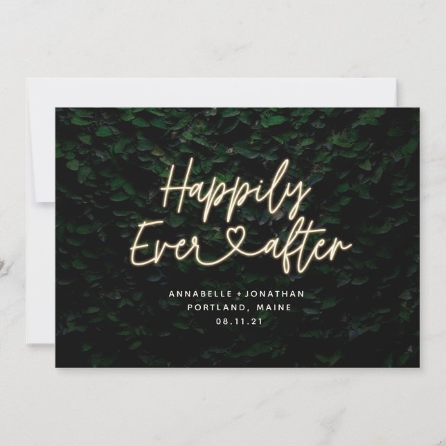 Happily ever after modern foliage wedding invitati invitation (Front)