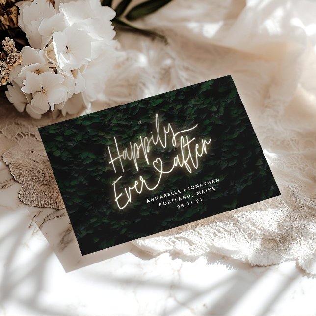 Happily ever after modern foliage wedding invitation (Creator Uploaded)
