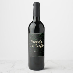Happily ever after modern foliage wedding party ta wine label