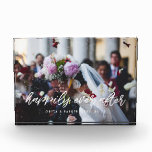 Happily ever after modern overlay wedding photo block<br><div class="desc">Showcase your favourite wedding pictures with this modern photo block,  with the words Happily ever after in a beautiful text overlay. You can easily change the colour and size of the text to fit your picture.</div>