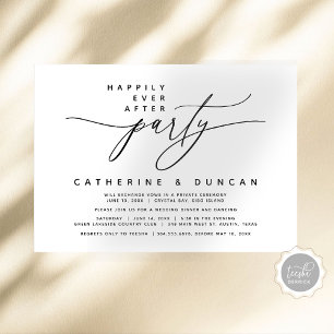 Happily Ever After, Modern Wedding Elopement Party Invitation