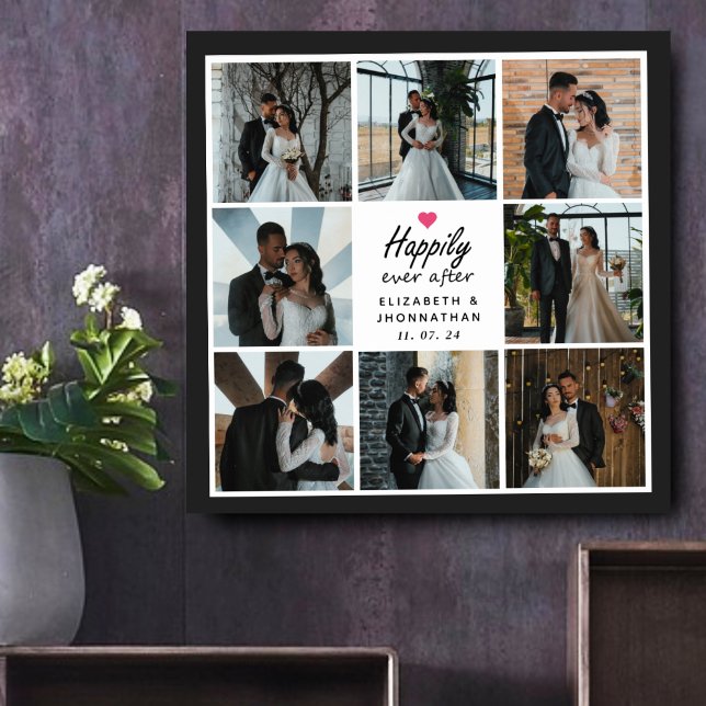 Happily Ever After Modern Wedding Photo Collage Poster (Creator Uploaded)