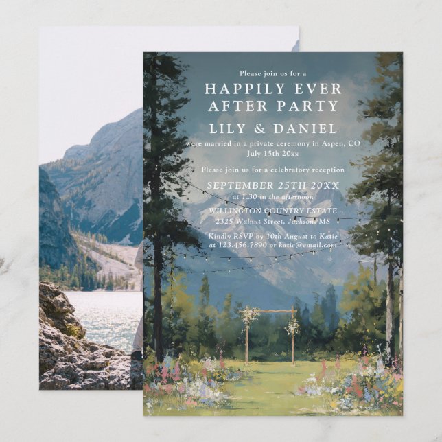 Happily Ever After Mountain Wedding Reception Invitation (Front/Back)