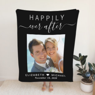 Happily Ever After Newlyweds Wedding Photo Fleece Blanket