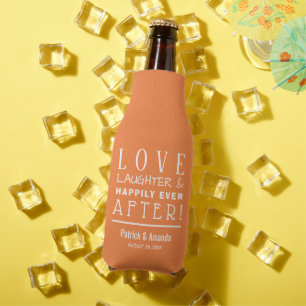 Happily Ever After ORANGE Wedding Bottle Cooler
