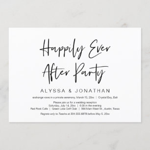 Happily Ever After Party, Black, Elopement Invitation