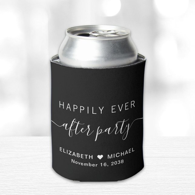 Happily Ever After Party Black Wedding Reception Can Cooler (Creator Uploaded)