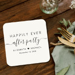 Happily Ever After Party Cream Wedding Reception<br><div class="desc">Chic light cream paper coasters for your wedding reception and other post-wedding celebrations with "Happily Ever After Party" in simple typography and a stylish script with swashes,  your first names joined by a heart and your reception date.</div>
