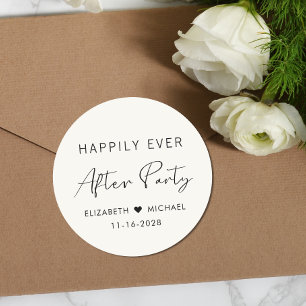 Happily Ever After Party Cream Wedding Reception Classic Round Sticker