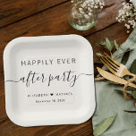 Happily Ever After Party Cream Wedding Reception Paper Plate<br><div class="desc">Chic light cream paper plates for your wedding reception and other post-wedding celebrations that feature "Happily Ever After Party" in simple modern typography and a stylish script with swashes,  your first names joined by a heart and your reception date.</div>