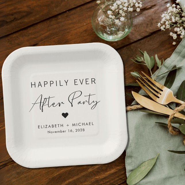 Happily Ever After Party Cream Wedding Reception Paper Plate (Creator Uploaded)