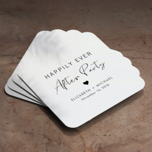 Happily Ever After Party Cream Wedding Reception Square Paper Coaster