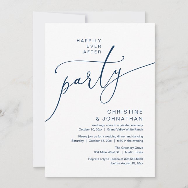 Happily Ever After Party, Elopement Dinner Dancing Invitation (Front)