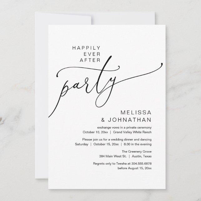 Happily Ever After Party, Elopement Dinner Dancing Invitation (Front)