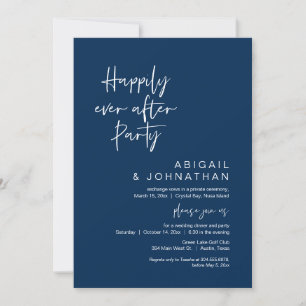 Happily Ever After Party, Elopement, Navy Blue Invitation