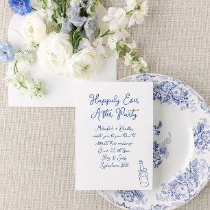 Happily Ever After Party French Blue Wedding Invitation