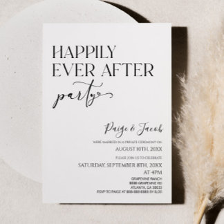Happily Ever After Party Minimal Wedding Reception Invitation