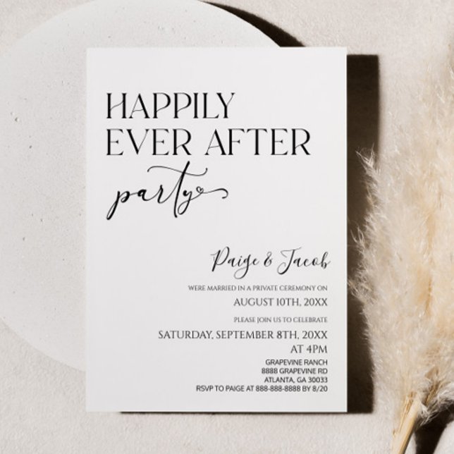 Happily Ever After Party Minimal Wedding Reception Invitation (Creator Uploaded)