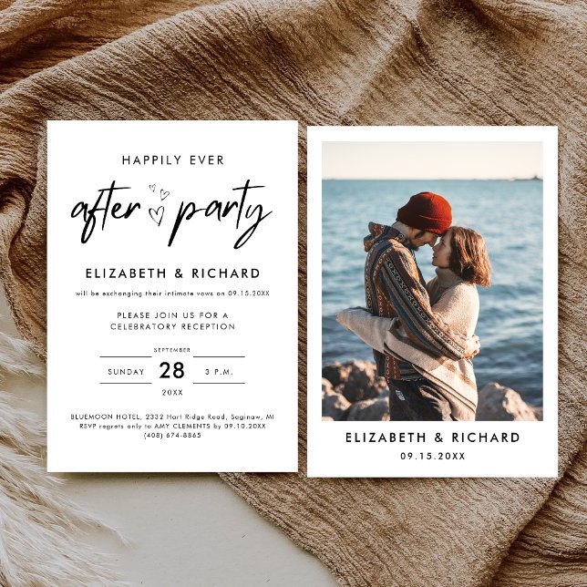 Happily Ever After Party Minimal Wedding Reception Invitation (Creator Uploaded)
