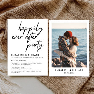 Happily Ever After Party Minimal Wedding Reception Invitation