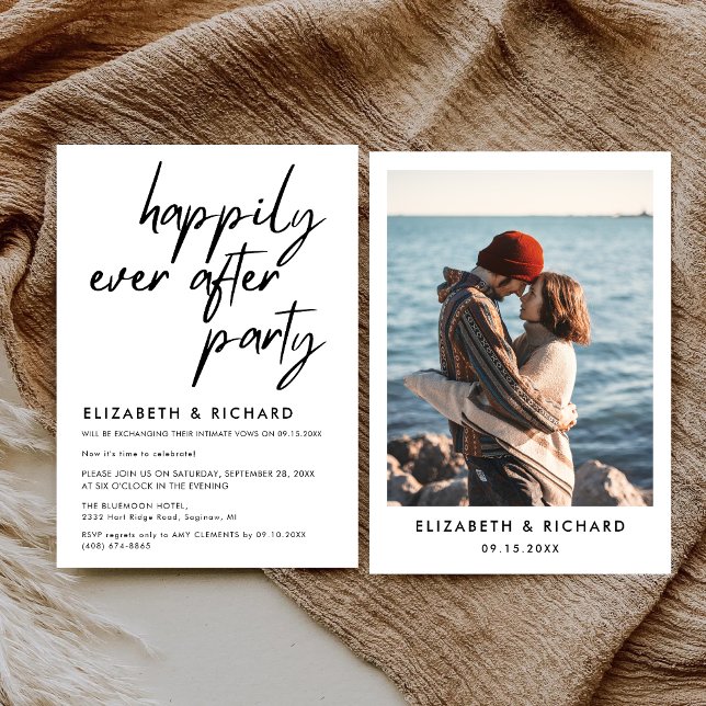 Happily Ever After Party Minimal Wedding Reception Invitation (Creator Uploaded)