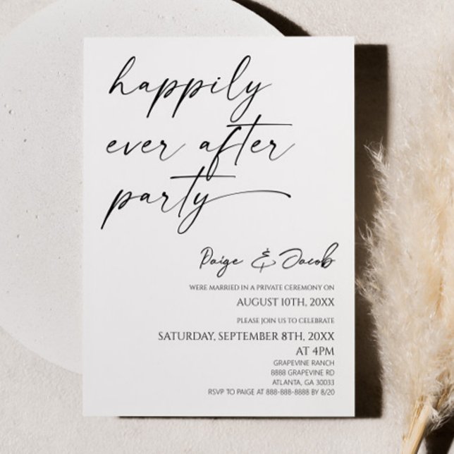 Happily Ever After Party Minimal Wedding Reception Invitation (Creator Uploaded)