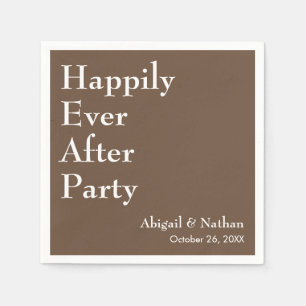 Happily Ever After Party Minimalist Mocha Wedding Napkin
