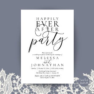 Happily Ever After Party, Modern Classy Wedding Invitation