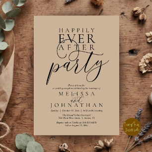 Happily Ever After Party, Modern Classy Wedding Invitation