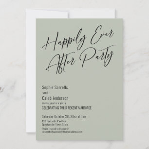 Happily Ever After Party Modern Elegant Sage Green Invitation