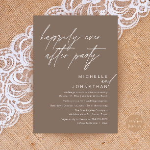Happily Ever After Party, Modern Minimal Wedding Invitation