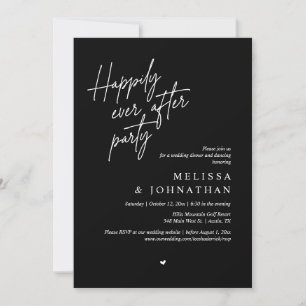 Happily Ever After Party, Modern Wedding Dinner Invitation