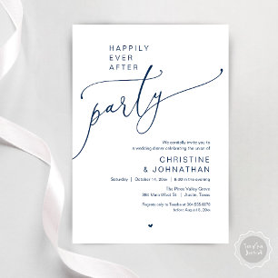 "Happily Ever After Party" Modern Wedding Dinner Invitation