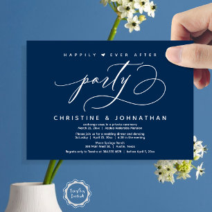 Happily Ever After Party, Modern Wedding Dinner Invitation