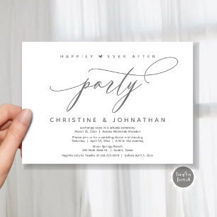 Happily Ever After Party, Modern Wedding Dinner Invitation