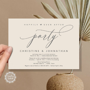Happily Ever After Party, Modern Wedding Dinner Invitation