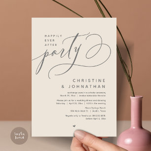 Happily Ever After Party, Modern Wedding Dinner Invitation