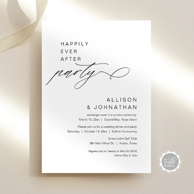 Happily Ever After Party, Modern Wedding Elopement Invitation (Happily Ever After Party, Modern Minimalist Wedding Elopement Invitation, Instant Digital Download)